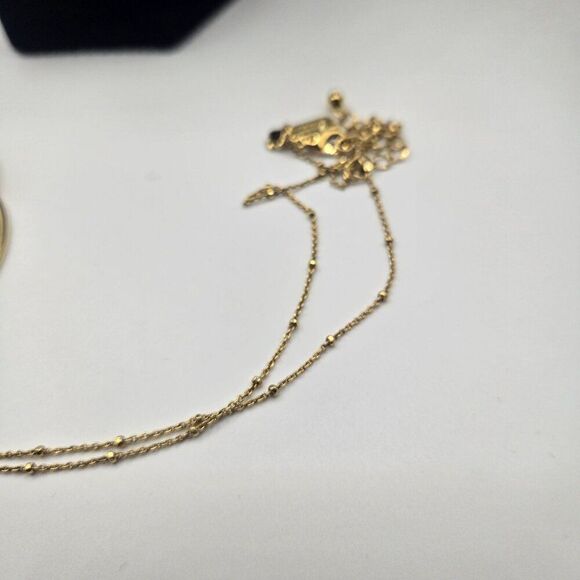 Kate Spade Gold-Tone Double Circle Pendant Necklace Rhinestones Long 20-24" - Picture 7 of 7